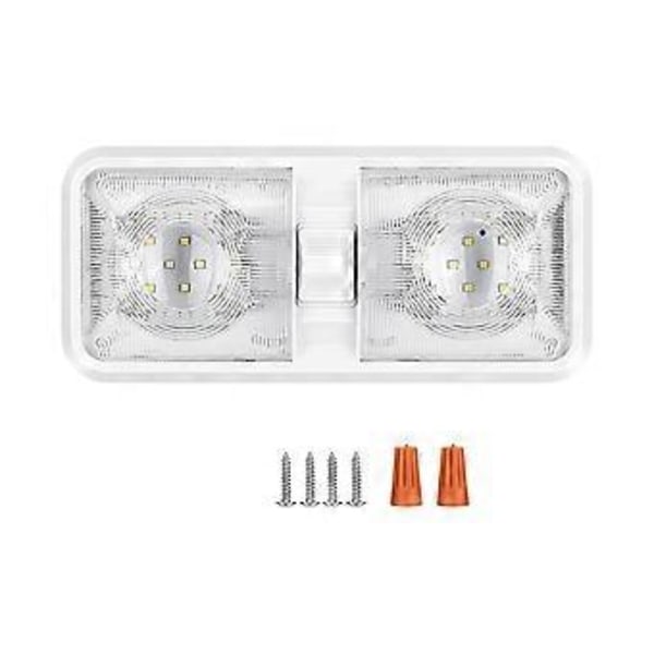 RV Innvendig Lys 12V LED 8W Tak Dobbel Kuppel Lys 600 Lumen Lysstyrke Lysarmatur for RV Tilhenger Båt Bil