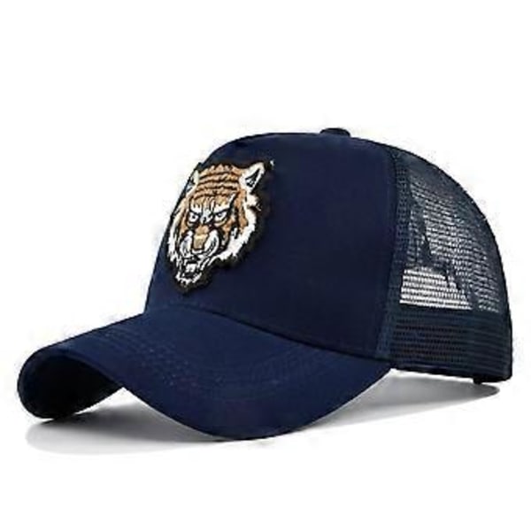 Baseballcaps med tegneseriebroderi, brodert tigerhode, caps med skygge, mesh-caps, personlig broderi, buet brem, solhatt