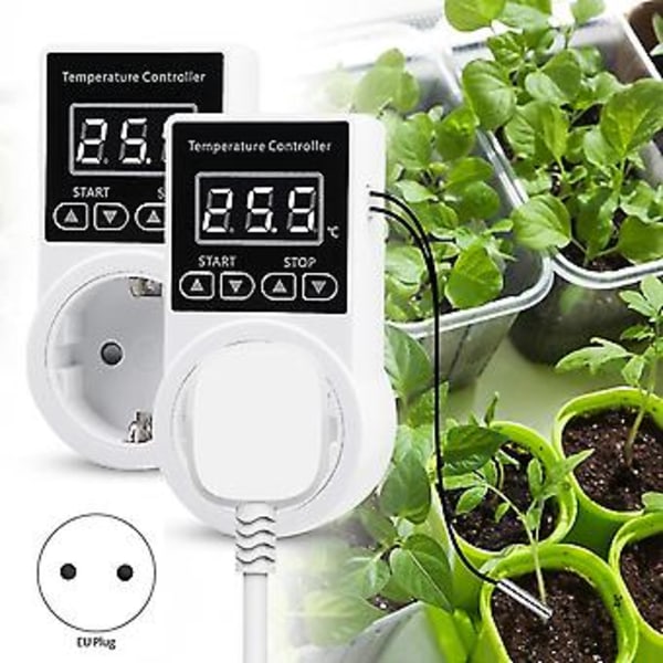 2 stk. Termostatstik med sensor, digital temperaturregulatorstik, vandtæt temperatur S