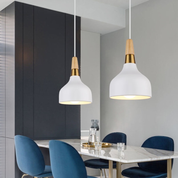 Moderne nordisk pendel taklampe hvit justerbar hengelampe for kjøkken bar kafé 2 stk