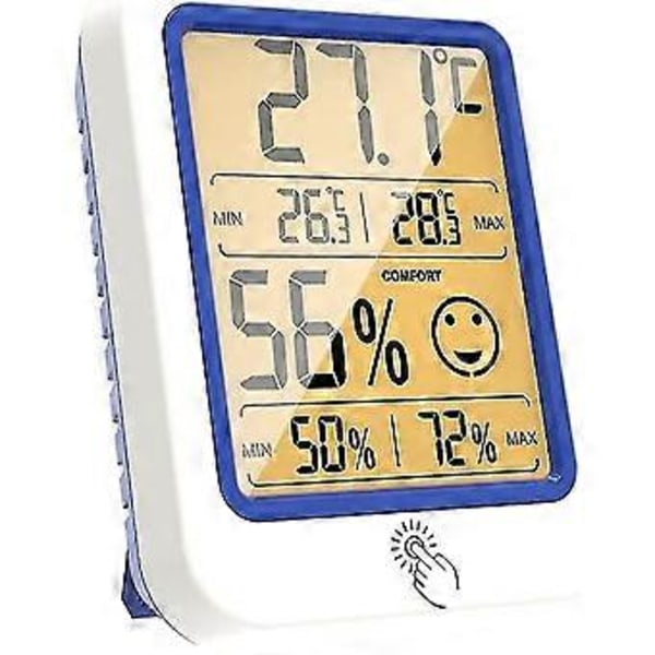 LCD Elektronisk Digital Temperatur Fugtighedsmåler Termometer Hygrometer Baggrundslys Hjem Indendørs Vejrstation