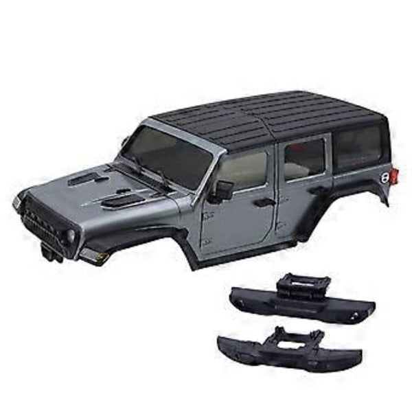 155mm Akselafstand RC Bil Karrosseri Chassis Kit med Forreste Bageste Kofangere til 1/18 RC Crawler TRX4M Grå