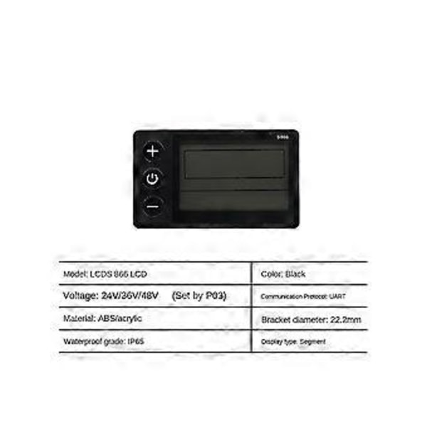 LCD-S866 Elektrisk Cykel LCD Display Meter 24V 36V 48V E-cykel Kontrolpanel Med Vandtæt Stik Ebik