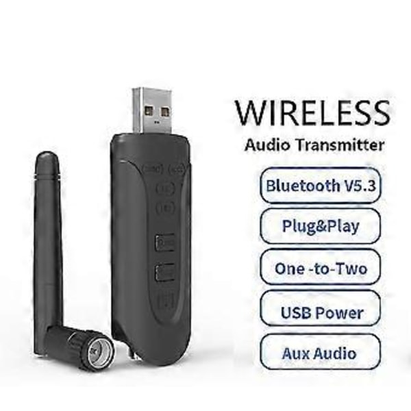 Usb Bluetooth Dongle -sovitin Bt 5.3 Langaton Audio Tietokonesovitin Aux 3.5 Rac Aptx Hd Adaptive Sp