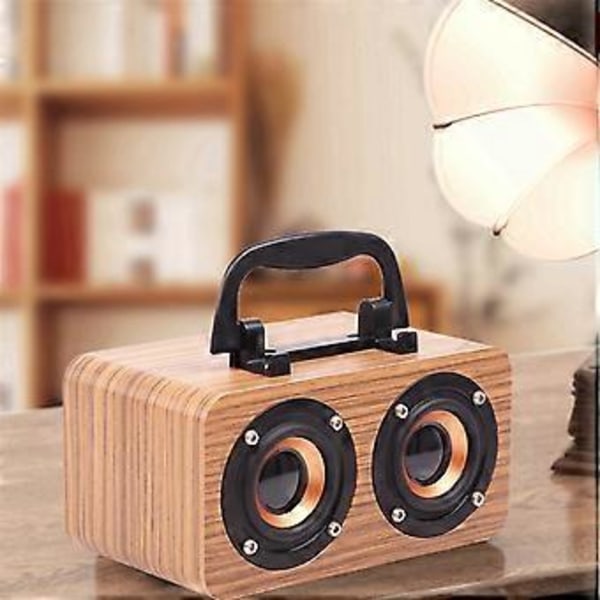 Bärbar Trähögtalare Bluetooth 5.0 Dubbelkanal Stereo med FM-radio, Hi-Fi-ljud, TF-kort, AUX-stöd B