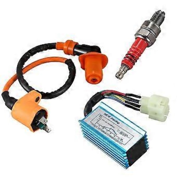 Racing Tändspole+tändstift+CDI-box Kompatibel med GY6 50cc-150cc 4-taktsmotorer ATV
