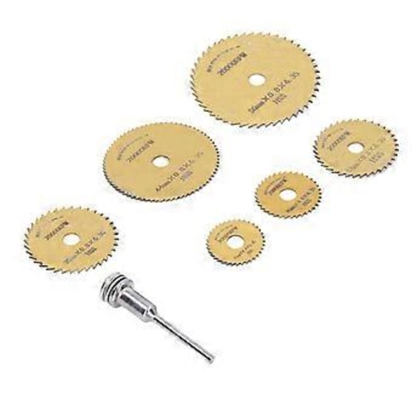 7-delars set HSS Sågblad Ultratunn Snabbskärande Mini Portabel Träbearbetnings Cirkelsågblad med Stång för Trä PVC