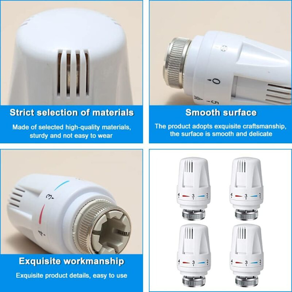 4 kpl termostaattista patteriventtiiliä, termostaattinen patteriventtiili, MNS termostaattinen patteripää