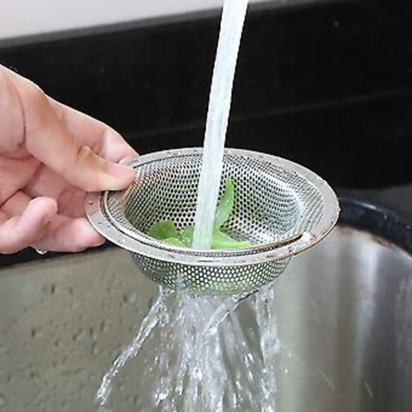 Ruostumattomasta teräksestä valmistettu keittiön tiskialtaan tiheäreikäinen kahvasiivilä 11cm 2 kpl (4-d-w)