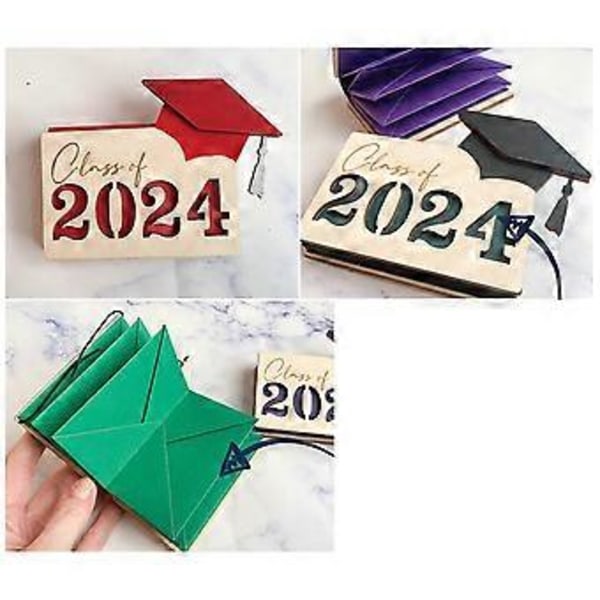 Examenspresent Kort Hållare Presentkort Box Kontanthållare Trä Examens Kontanthållare DIY Barn Examensfest Kontanter Blå