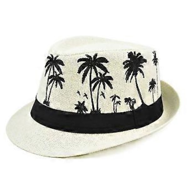 Hainan kokospalm stråhatt fedora jazzhatt vår och sommar strandhatt utomhus solskydd hatt rullad kant jazzhatt