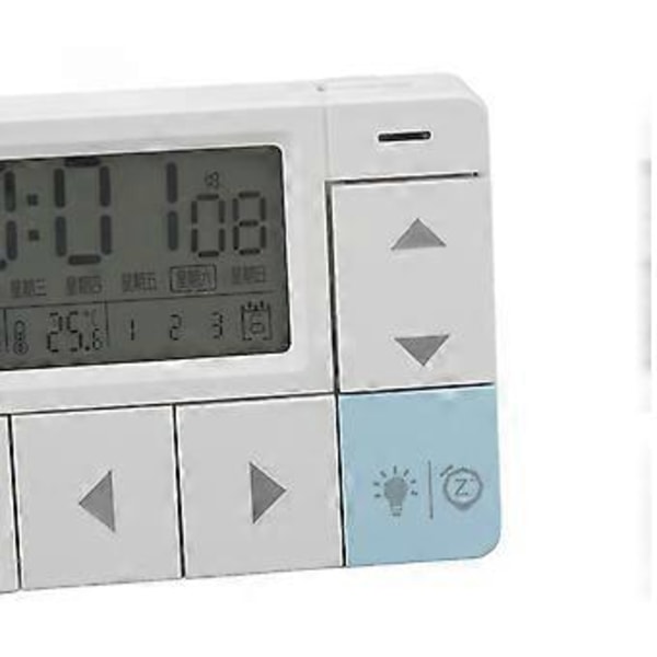Digital Väckarklocka 12 24H Tid Datum Vecka Temperaturvisning LED Elektronisk Klocka för Vardagsrum Sovrum Kontor Vit