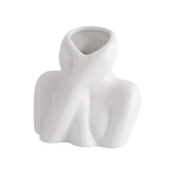 Nordisk Stil Blomstervase Kvinde Krop Halvt Ansigt Blomsterpotte Vase Keramisk Kunsthåndværk Soveværelse Stue Skrivebordsdekoration A