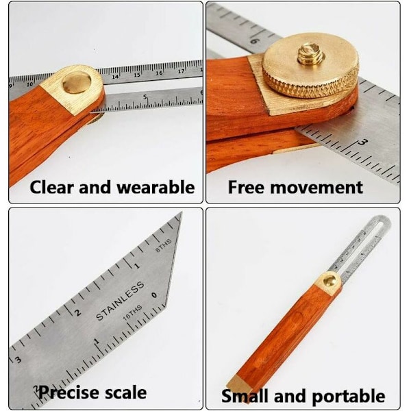 Skyvevinkel, skyve-T-vinkel, snekker vinkel, 318mm dobbeltsidig stoppvinkel, 26mm snekker stoppvinkel