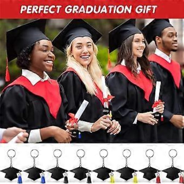 24 stk. Graduation Cap Charm Nøkkelring Anheng Dusker Nøkkelring Festgave Klasse 2023 Graduation Gaver