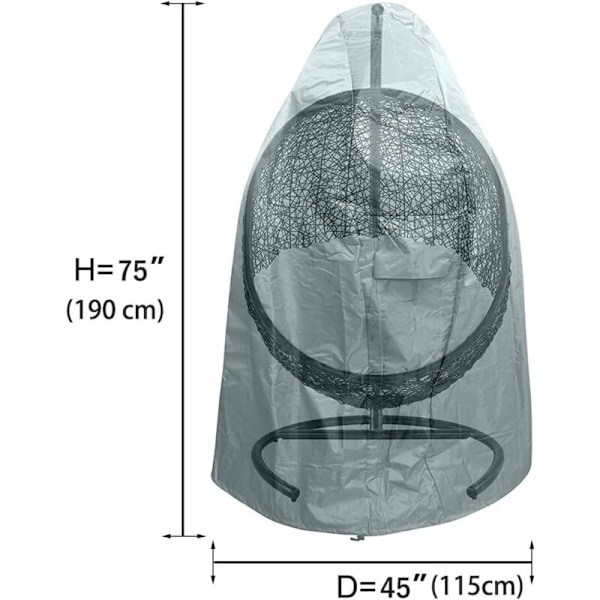 Hengestoltrekk Patio Swing Egg Støvtett Glidelås Trekktau 210D Oxford Stoff Veranda Hage Plen Stol Møbler Beskyttelsestilbehør