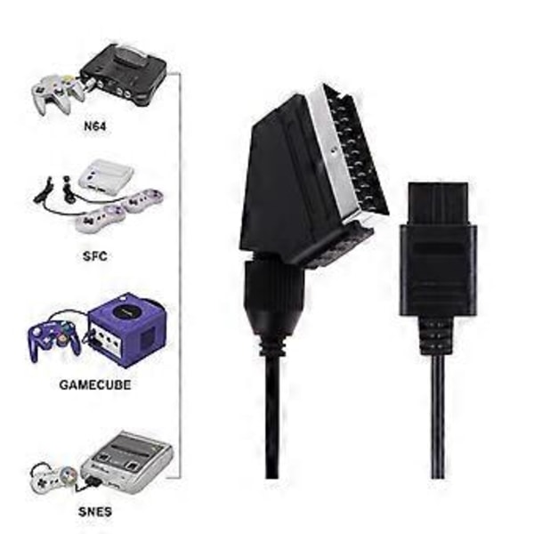 SCART AV-kabel Tilkoblingsledning Ledning Kabel Gamepad Konsolltilbehør Universell for N64 SNES SFC GC AV-kabel Svart
