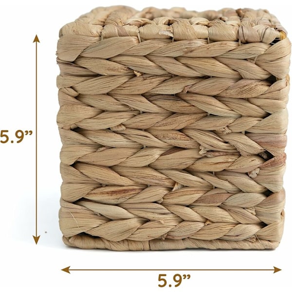 Servetthållare i rotting - Kvadratisk - Servetthållare i rotting korg näsdukar - Bohemisk stil vävd handdukshållare - Bord och badrum (kvadratisk)