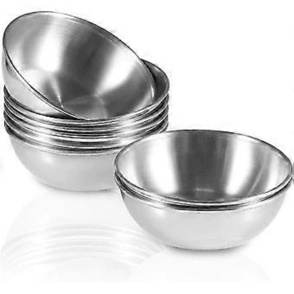 Sæt med 8 Snack Skåle, saucer af rustfrit stål, Blandeskåle, Mini Appetizer Tallerkener (4-d-w)
