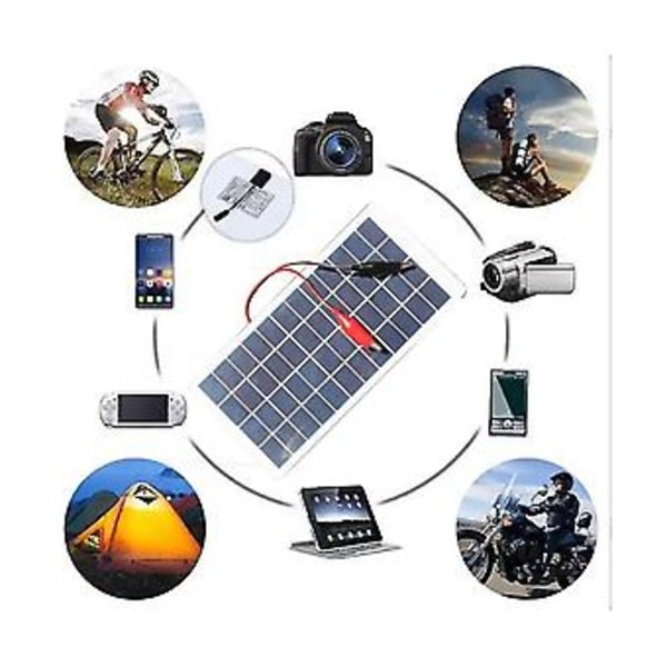5W 12V Monikiteinen aurinkopaneeli, ulkokäyttöön, kannettava, vedenpitävä latauspaneeli klipseillä, voi ladata 9-1