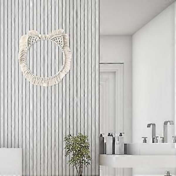 Makramee Seinäkoriste Peilikehys Käsintehty Kudottu Kehys Gobeliini Pyöreä Boho-peili Huoneen Sisustukseen