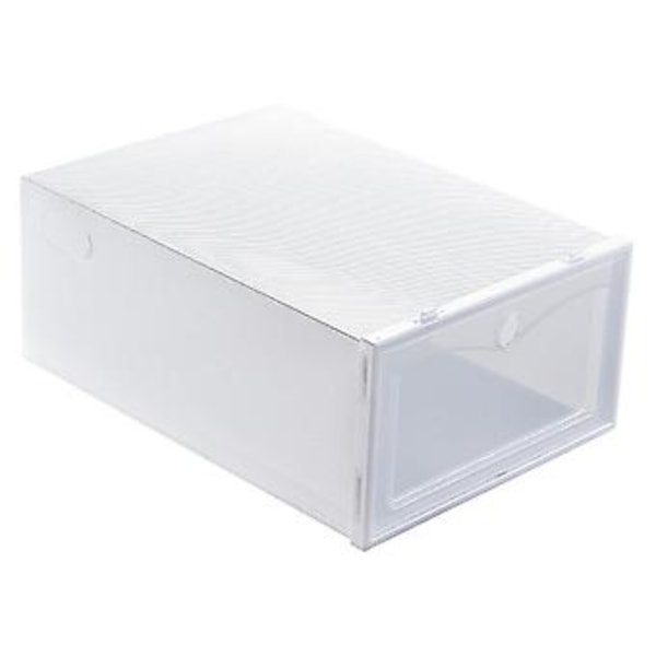 Hushåll Tjock Genomskinlig Stapelbar Skokartong Dammtät Skoförvaringslåda Organizer Fodral Vit 33x23x13cm