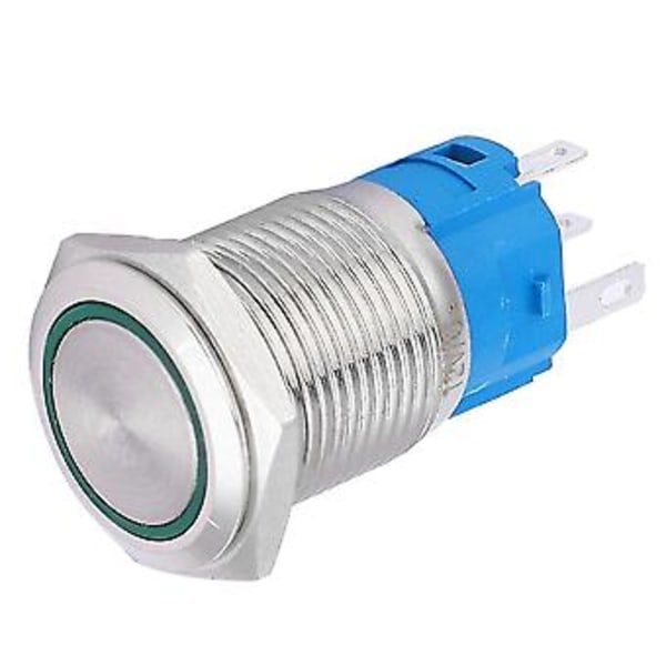 16mm LED Itsepalautuva 1NO 1NC Metallinen Painonappikytkin Auton Muokkaukseen (Vihreä Valo 24V)