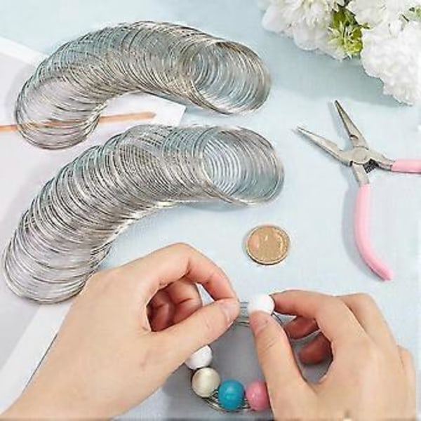 400 Loops Minnetråd Armbånd Smykker Minnetråd Mansjett Armring Stål Perletråder Funn