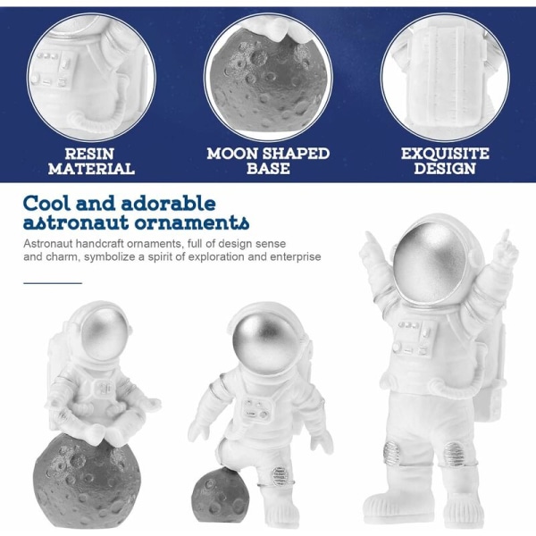 Kolmen astronautin PVC-kakkupäällyksen hahmon set