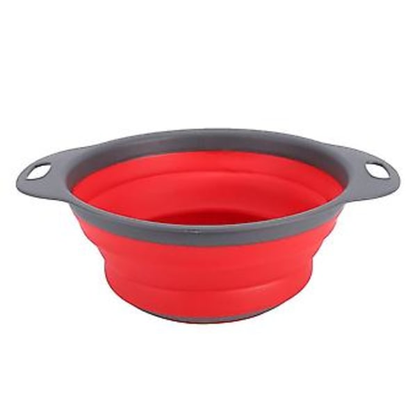 Punainen kokoontaittuva keittiösiivilä, silikoninen lävikkö, konepesun kestävä, hyväksytty