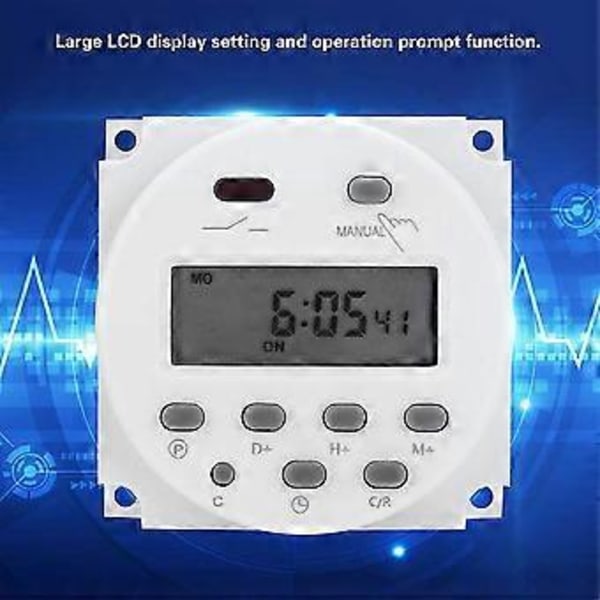 12 V Mini LCD Digitaalinen Viikoittainen Ajastinkytkin Digitaalinen Ajastin Virta-ajastimen Ohjaus Vedenpitävällä Suojuksella Valkoinen