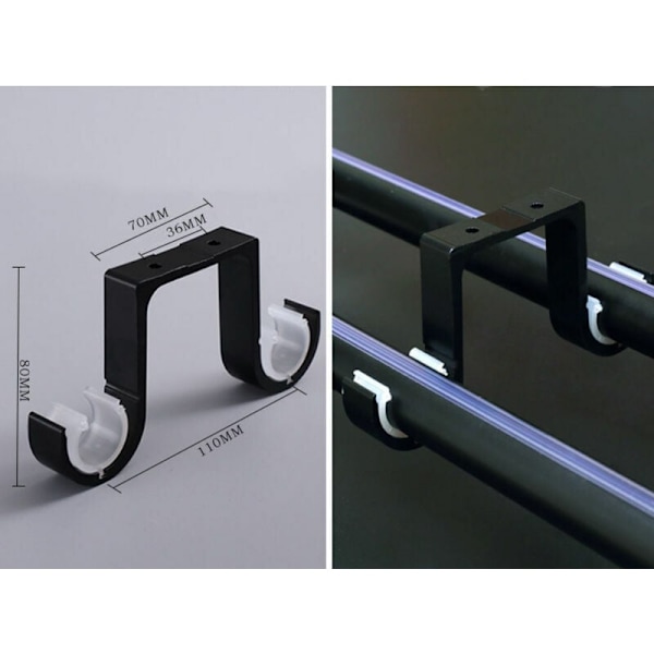 Gardinstangbrakett 2 stk veggmontert dobbel gardinstang tak rustfritt aluminiumlegering egnet for stangdiameter 28-33mm