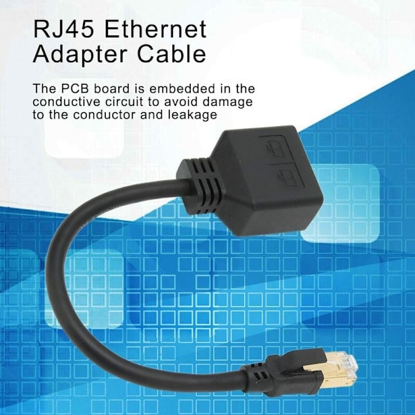 RJ45 Splitter Adapter, 1 til 2 RJ45 Nettverksport Ethernet Adapter Splitter, CAT8 Nettverkskabel Splitter Adapter for Hjemmekontor