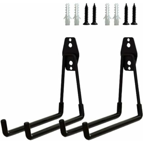2-pack kraftiga garageförvaringskrokar i stål, tunga väggmonterade upphängningskrokar, stegkrokar, tunga krokar för garageorganisering