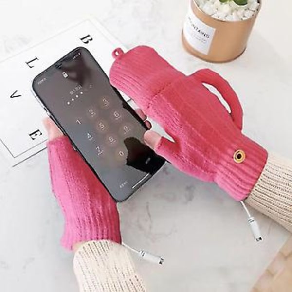 USB Elektrisk Opvarmede Handsker Dobbeltsidet Justerbar Temperatur