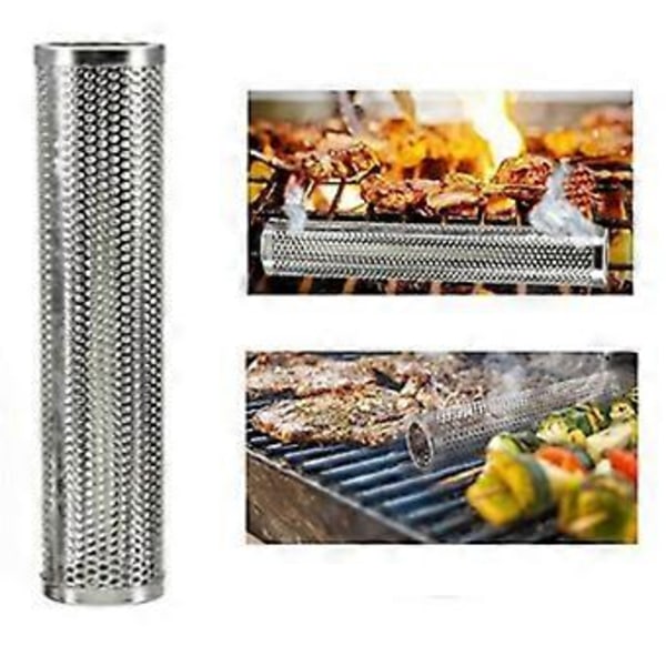 BBQ Rustfrit Stål Tilbehør Net Perforeret Mesh Røgrør Grill Generator Røgefilter Værktøj