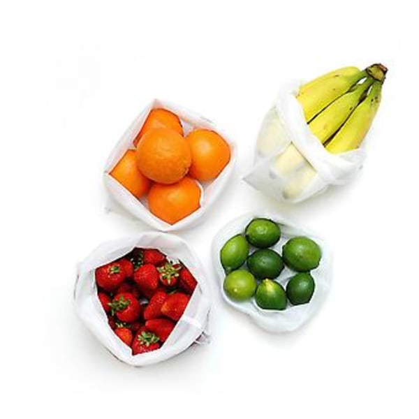 5 stk. Genanvendelig Vaskbar Frugt Grøntsags Net Opbevaringspose Holder Container