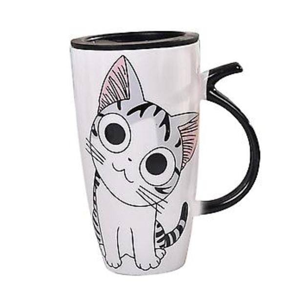 600 ml Sød Kat Keramisk Kaffe Te Krus Nyt Keramisk Morgenkop med Låg til Husholdningskontor