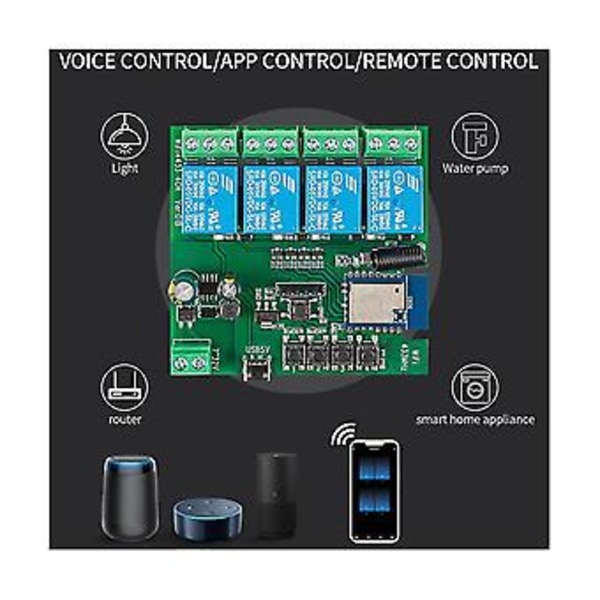4-kanals Tuya Wifi S Diy R 7-32v Usb 5v 2.4g Wifi Hjemme Automatiseringsmodul Til Hvis