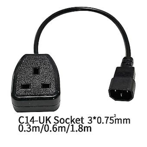 Iec320 C14 Til Uk Bs1363a Stikkontakt, Iec C14 Stik Til Uk 3-benet Fe Stik Adapter Kabel