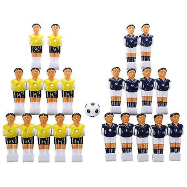 22 stk Fodboldmand Bordfigurer Mænd Fodboldspiller Del Gul+kongeblå Med Bold