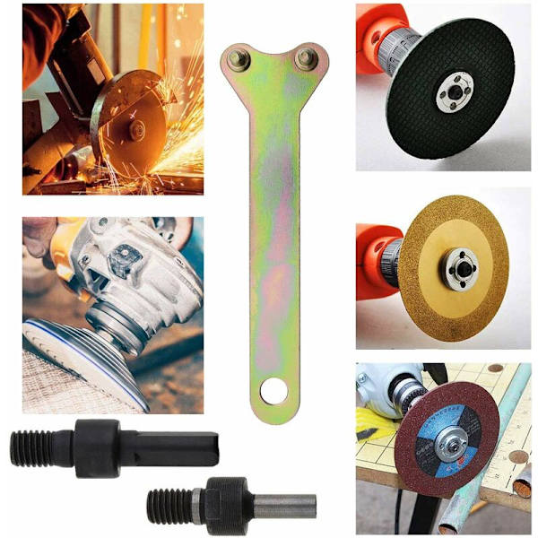 Borr 10mm 3/8\" Chuck Adapter Skivhållare för Vinkelslip 2 Set Nycklar 3 i 1-DENUOTOP