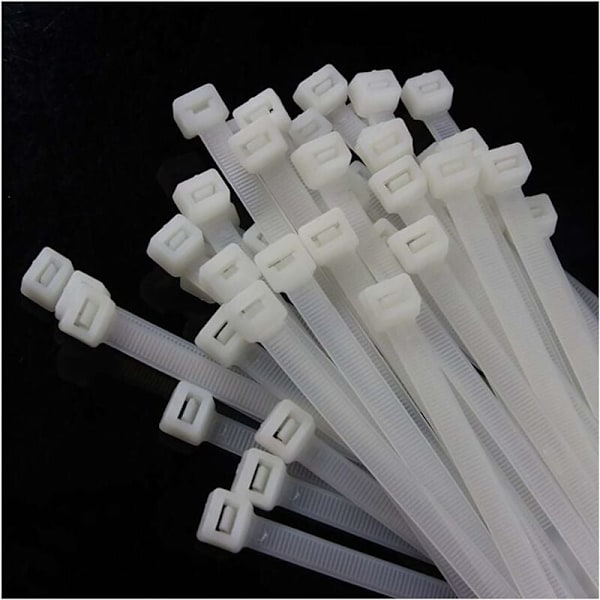 25cm Zip Ties White (100 Pack) 70lb Strength Heavy Duty Cable Wire Ties By Bolt Dropper, Self-Locking Nylon Zip Ties For Indoor And Outdoor