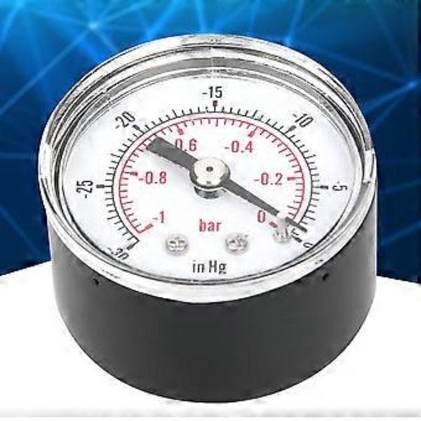 -1~0bar -30~0inHg Dubbel Skala Vakuumtrycksmätare 1/8BSPT Bakre Anslutning