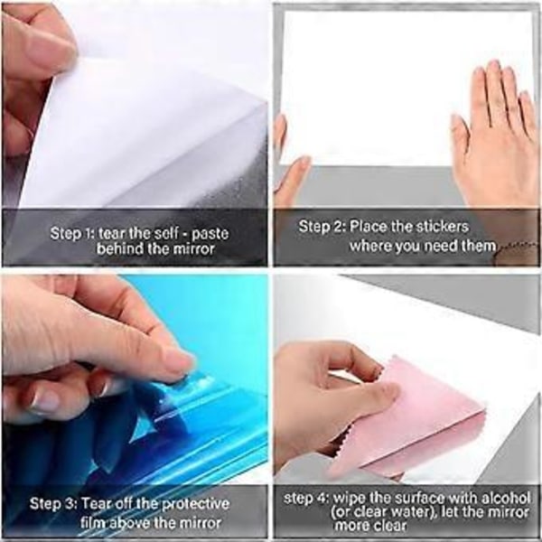 8 stk Selvklebende Speilark Fleksible Ikke-Glass Speil Avtakbare Speilklistremerker Hjem Rom Soverom 3D Veggdekor