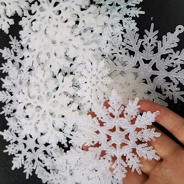 36 Pakke Plast Hvite Snøfnugg Ornamenter Jul Vinterdekorasjoner, Hengende Snøfnuggdekorasjoner Kompatibel Med Vinterland Chri
