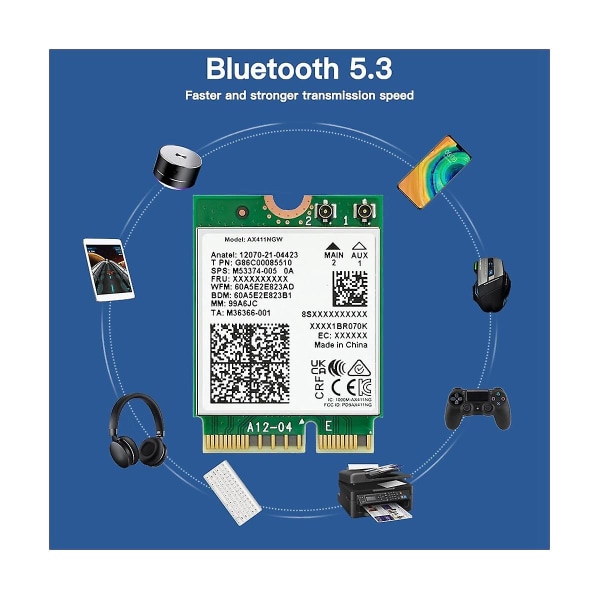 For Ax411 Wifi-kort+8db Antenne Wifi 6e Cnvio2 Bt 5.3 -band 5374mbps Wifi-adapter til bærbar/pc Win