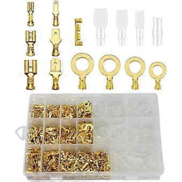 1000 st Snabbkopplingsklämmor Set 2.8 4.8 6.3mm Mässing Isolerad Hylsa Krympterminal Kit för Industri 1000 st
