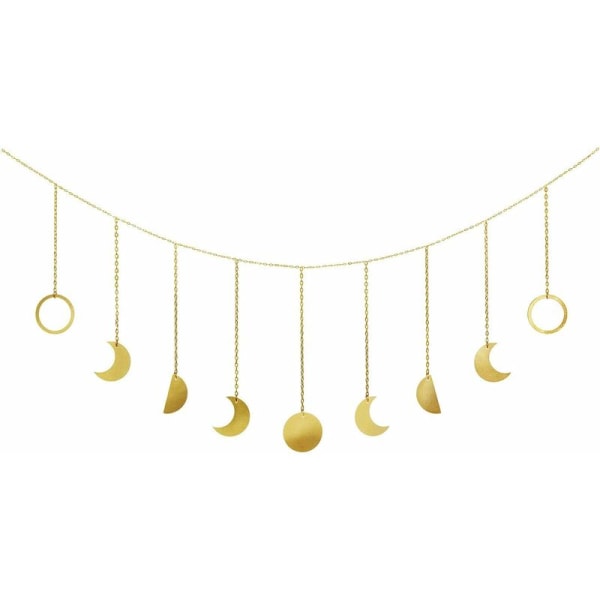 Månskensfas Garland med kedjor Boho Guld Skinande Fas Vägghängande Prydnader Semester Måne Häng Konst Rum Dekor för Sovrum Vardagsrum Apart