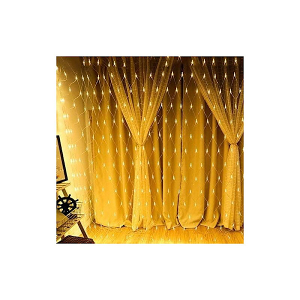 Utendørs LED-lysgirlander 3 x 2 m - Lysnett med 8 moduser for jul, halloween, hage, bryllup innendørs dekorasjon, IP44 vanntett (3 x 2 m, varm